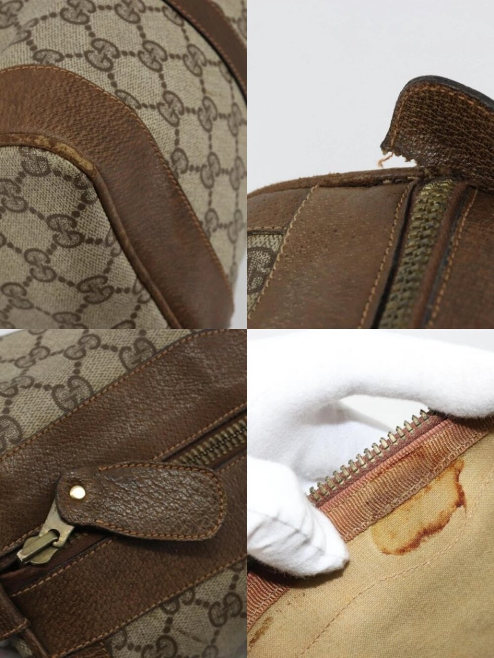 GUCCI GG Supreme Boston Bag PVC Beige Gold Auth 184499 - Picture 13 of 14